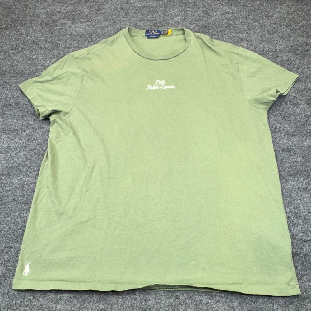 Polo Ralph Lauren Shirt Mens XL Green Script Logo Short Sleeve Pony Preppy